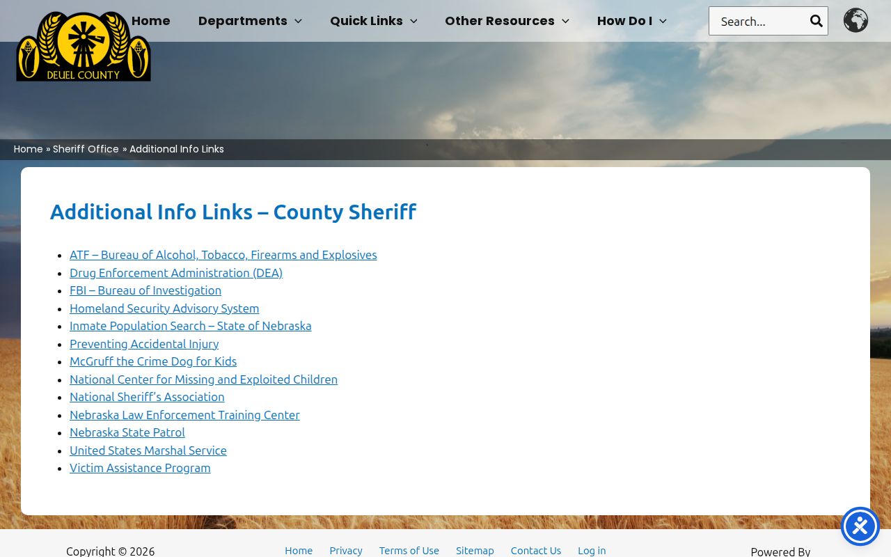 Deuel County arrest warrant lookup reference from sheriff resources